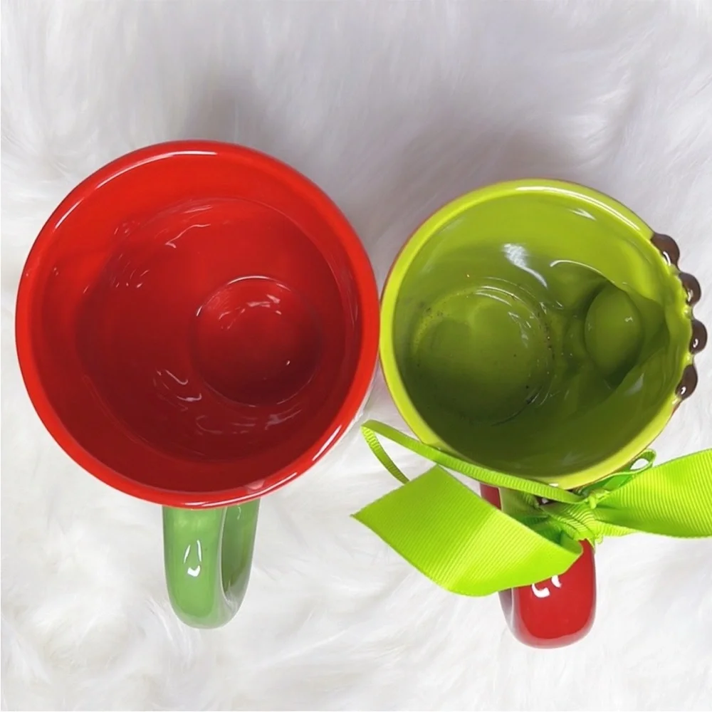Bundle Pier 1 Mugs 3D Reindeer Jingle Bell Polka Dot &‎ Gift Giving Snowman